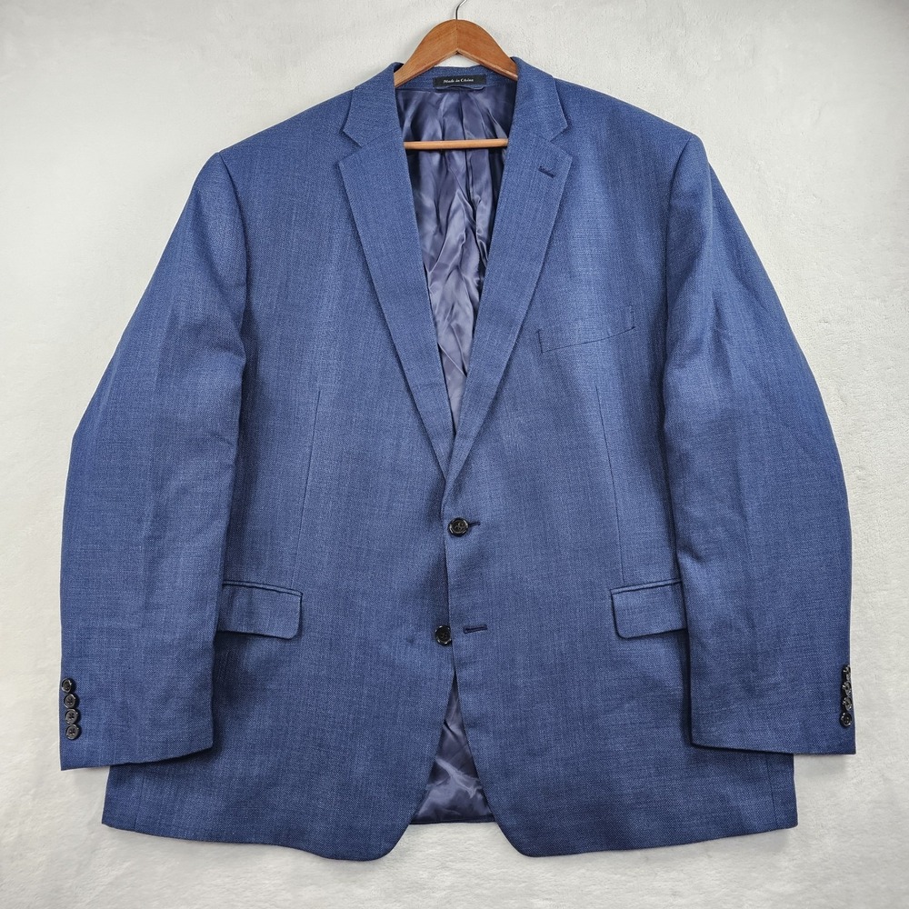 Ralph Lauren LRL Blazer Men's 52R Sport Coat Jacket Polyester Linen Blend Blue - Picture 2 of 12
